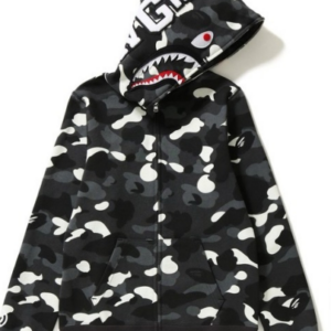 city camo shark full zip hoodie (black)丨oem customized