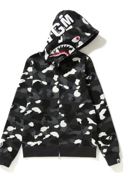 city camo shark full zip hoodie (black)丨oem customized city camo shark full zip hoodie (black)丨oem customized