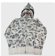 Home bape space camo shark full zip hoodie (white)丨oem customized