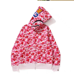 Home bape abc camo shark full zip hoodie 'pink'