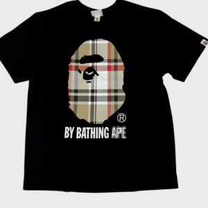 Home bape check big ape head tee(black)丨oem customized